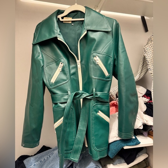 japanese brand Jackets & Blazers - Vintage high quality faux leather in green size Medium Japanese made.